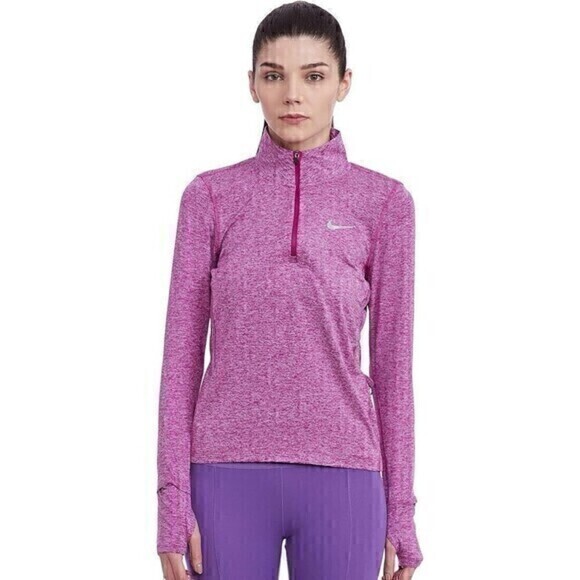 Nike Dri-Fit Track Jacket Womens L Burgundy Quarter Zip Athletic Running Pull On - Picture 2 of 16